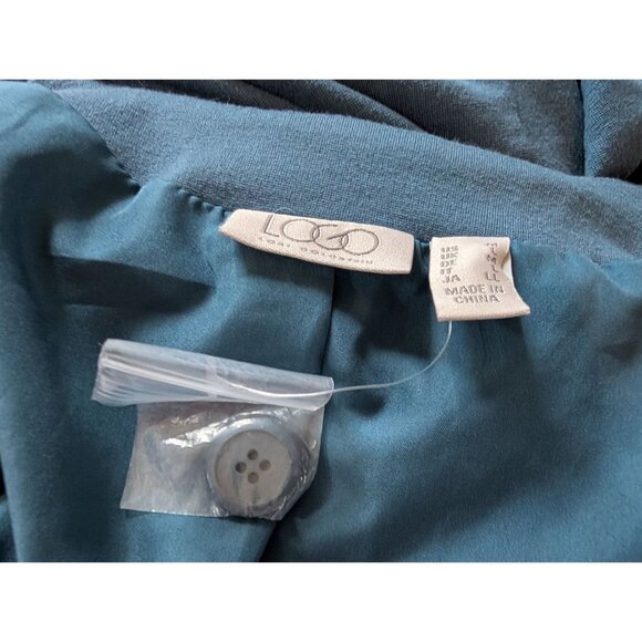Logo Lori Goldstein Blue Long Sleeve Button-Front WomenS Blazer Jacket L Nwot - Picture 2 of 6